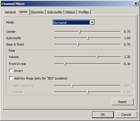 Foobar2000 channel mixer - Upmix